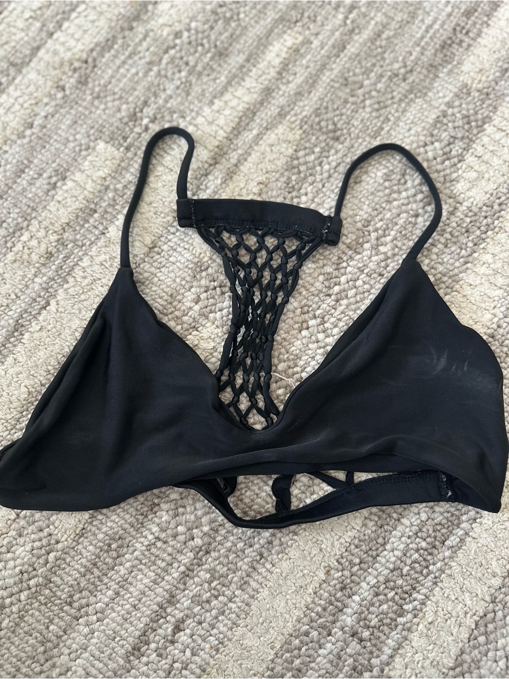 Mikoh - Black Macramé-Back Bralette Bikini Top
